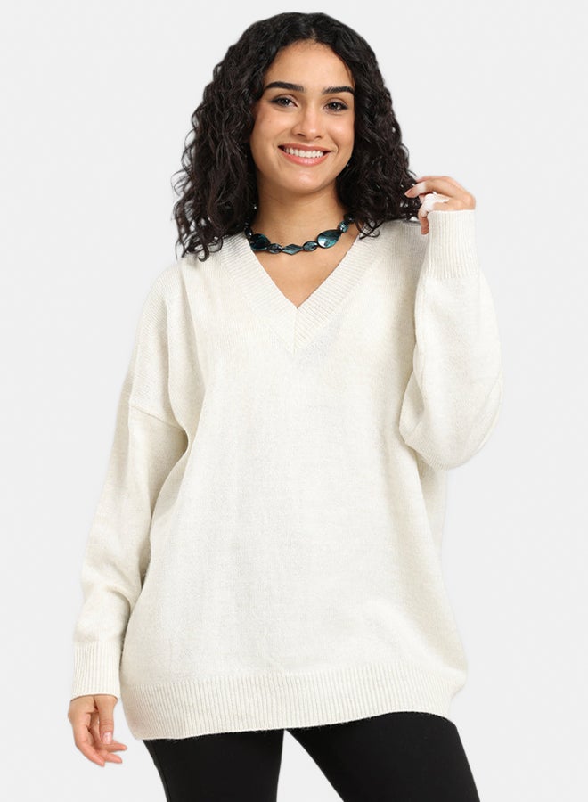 Carina Knitted Ribbed Trim Pullover - Image 1