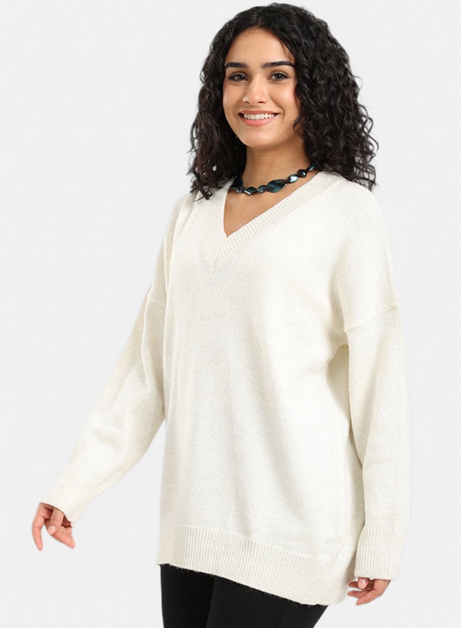 Carina Knitted Ribbed Trim Pullover - Image 2