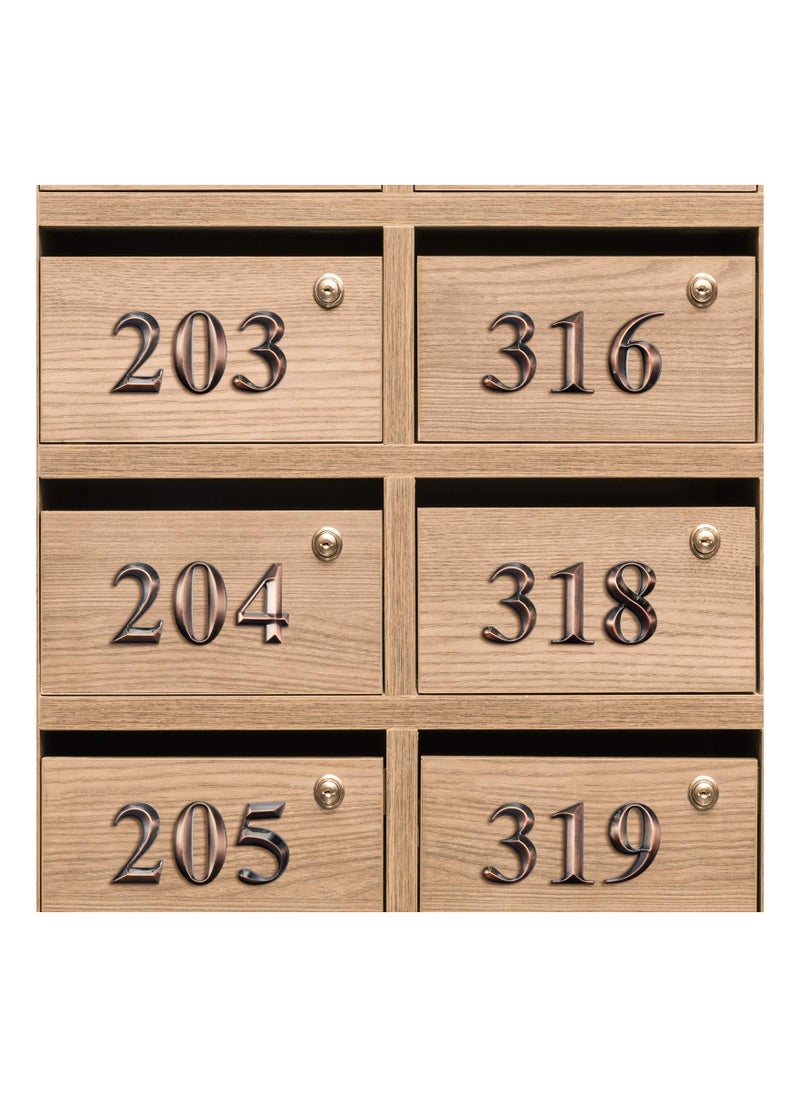 Excefore - 3D Mailbox Numbers 0-9 Self-Adhesive 2 Inch Address Number Stickers | Waterproof and Durable | Easy to Install | Ideal for Home, Office, and More (Bronze,10 Pieces) - Image 1