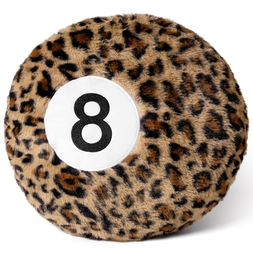 Dripykiaa Cheetah 8 Ball Throw Pillow 14 Leopard Print 8 Ball Pillow Round Plush Decorative Cushion Soft Trendy Throw Pillow for Bedroom Living Room Modern Aesthetic Home Decor for Women Teens - Image 1
