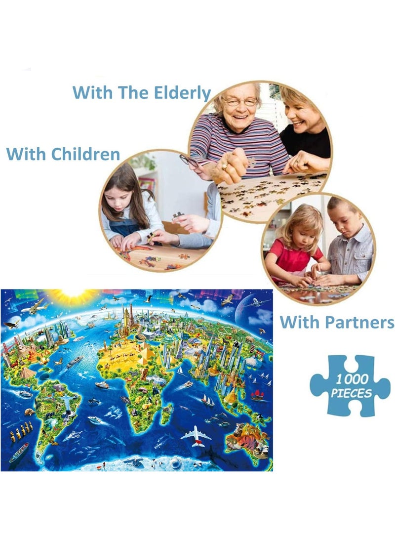 لعبة تركيب صور مكونة من 1000 قطعة للكبار والصغار - لعبة تعليمية وزخرفية ملونة، لعبة كبيرة للترفيه العائلي وفن الحائط - Image 4