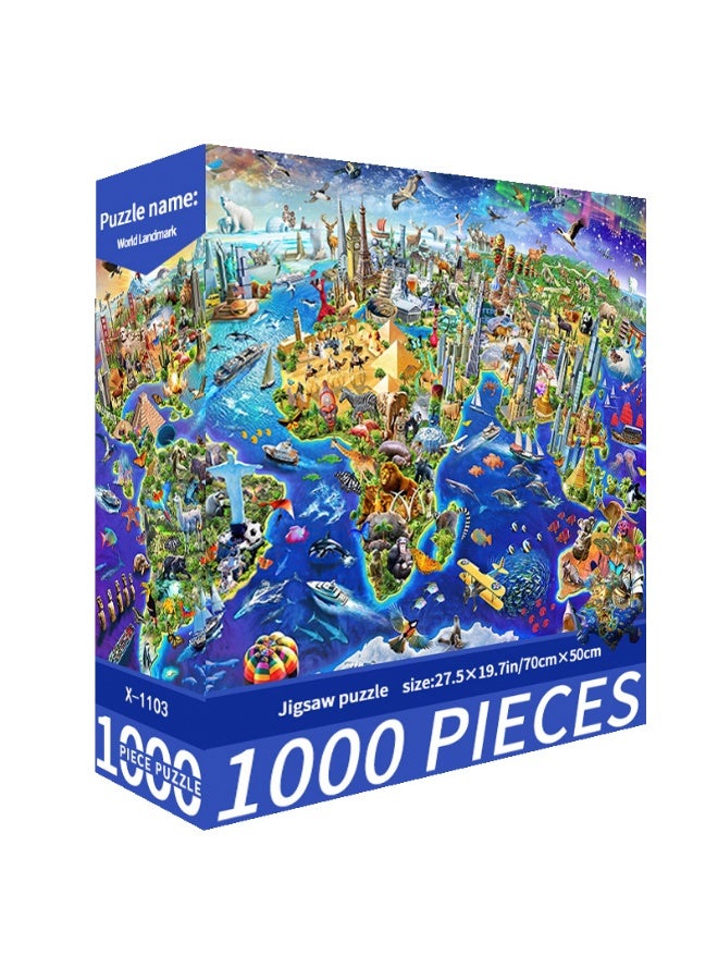 لعبة تركيب صور مكونة من 1000 قطعة للكبار والصغار - لعبة تعليمية وزخرفية ملونة، لعبة كبيرة للترفيه العائلي وفن الحائط - Image 2