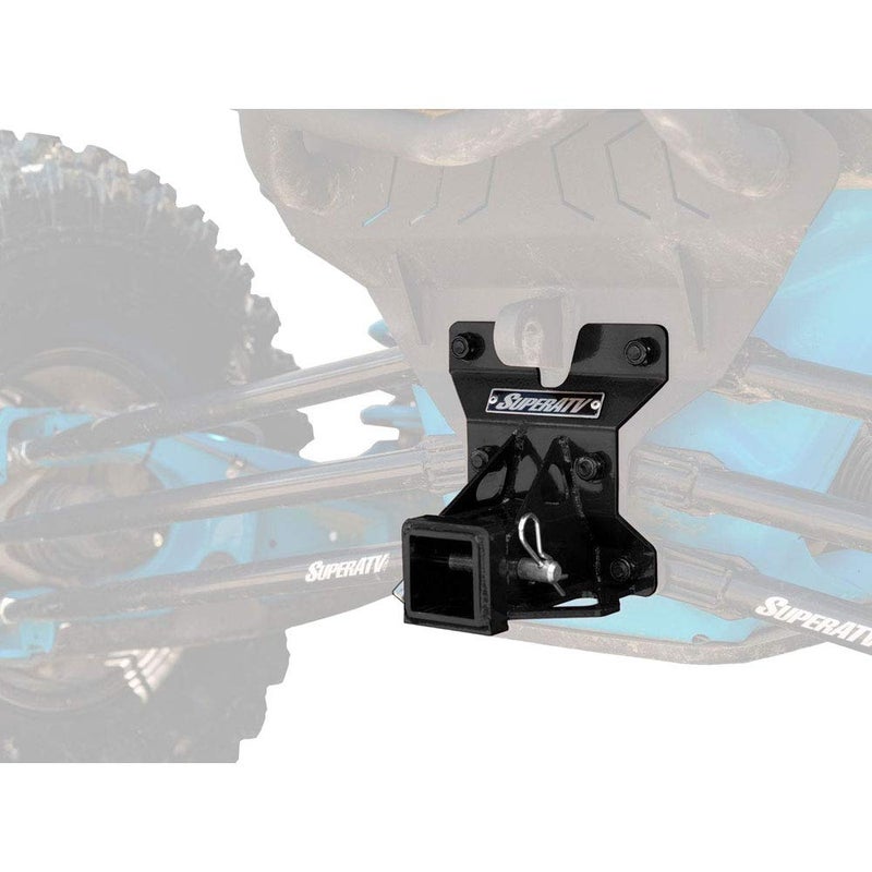 SuperATV 2 Rear Receiver Hitch for CanAm Maverick X3 900 X3 X X3 Max See Fitment Includes Cotter Hitch Pin 316 HeavyDuty Steel Tow up to 1650 Lbs Fits Standard 2 Attachments