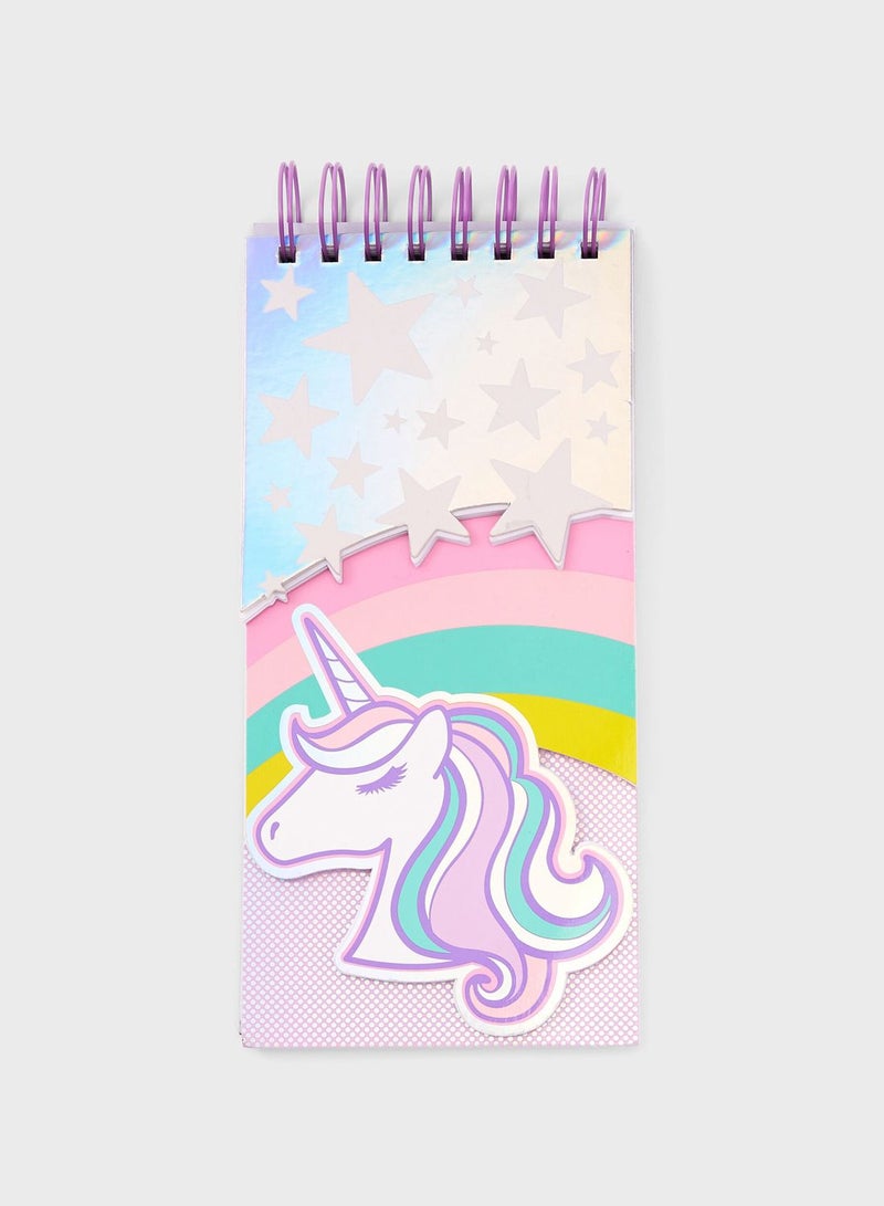 Claires Multicolour Unicorn Spiral Notebook Cute - Image 1