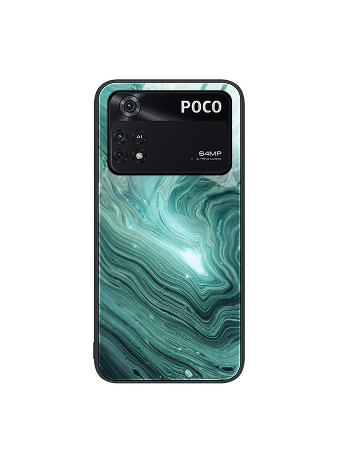 The Bros Case For Xiaomi Poco M4 Pro Marble Pattern Glass Protective Phone Case