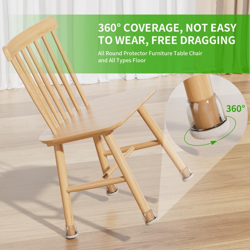 GAGUIUP 24 Pcs Silicone Chair Leg Floor Protectors for Hardwood Floors, Felt Furniture Pads Rubber Chair Leg Caps, Bar Stool Leg Floor Protectors, Anti-Scratch & Reduce Noise, Round(Clear, Fit: 0.75"-1.1") - Image 4