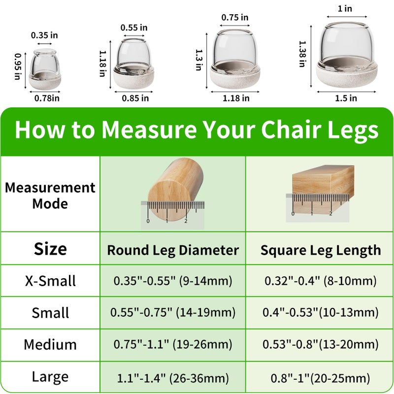 GAGUIUP 24 Pcs Silicone Chair Leg Floor Protectors for Hardwood Floors, Felt Furniture Pads Rubber Chair Leg Caps, Bar Stool Leg Floor Protectors, Anti-Scratch & Reduce Noise, Round(Clear, Fit: 0.75"-1.1") - Image 2