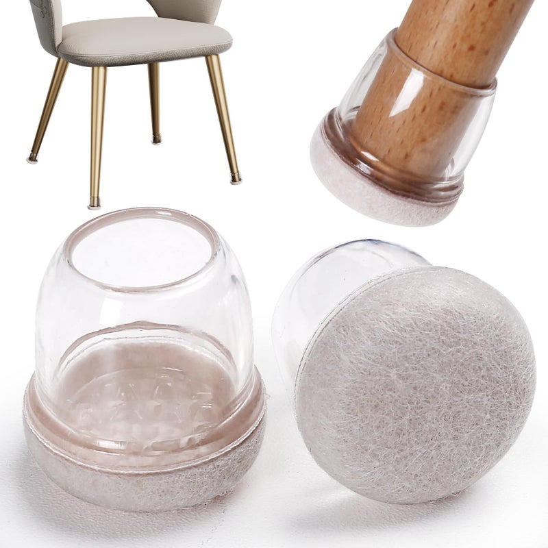 GAGUIUP 24 Pcs Silicone Chair Leg Floor Protectors for Hardwood Floors, Felt Furniture Pads Rubber Chair Leg Caps, Bar Stool Leg Floor Protectors, Anti-Scratch & Reduce Noise, Round(Clear, Fit: 0.75"-1.1") - Image 1