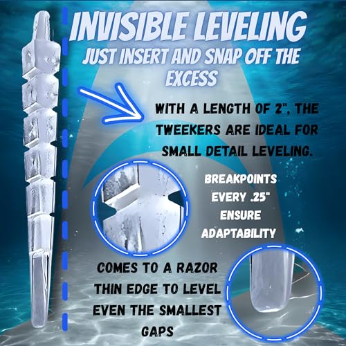Shark Toolers Tweekers Transparent Shims – Invisible Precision Leveling Wedges for Cabinets, Baseboards, Countertops & Toilets – Professional Finish Carpentry Tool – Interior Home Install – 12 Pack - Image 3