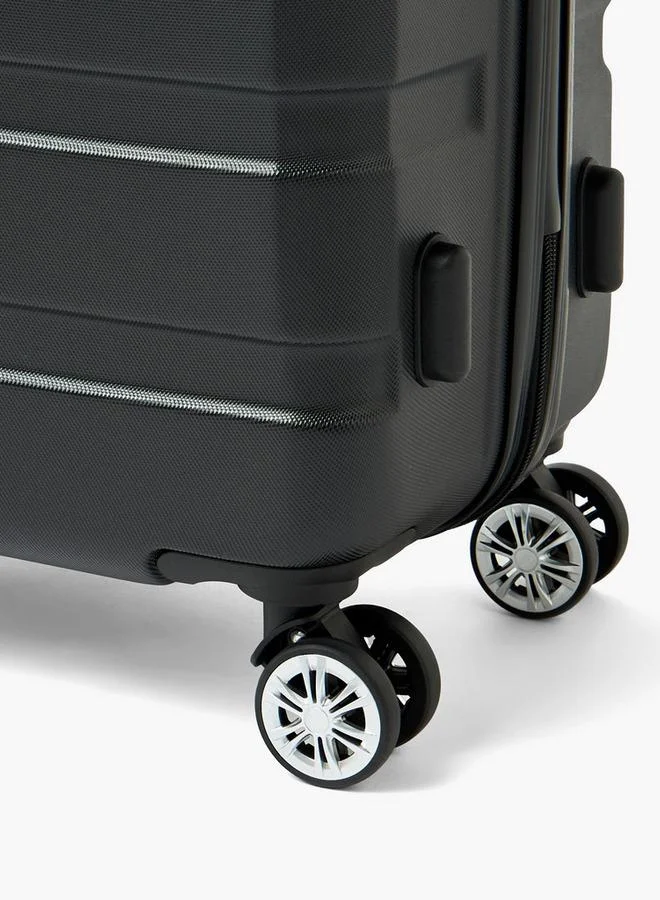 Wave BLACK Textured Hardcase Luggage Trolley With Retractable Handle - 24 Inches Check-In Bag  | Best Price UAE
