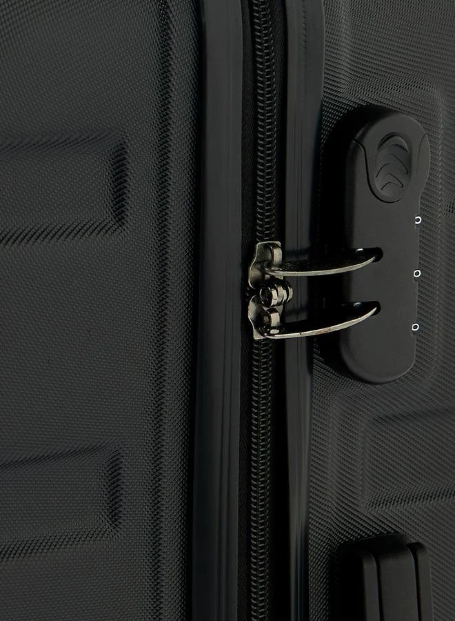 Wave BLACK Textured Hardcase Luggage Trolley With Retractable Handle - 24 Inches Check-In Bag  | Best Price UAE
