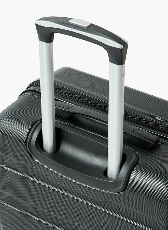 Wave BLACK Textured Hardcase Luggage Trolley With Retractable Handle - 24 Inches Check-In Bag  | Best Price UAE