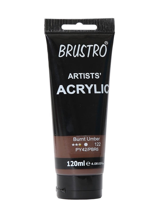 BRUSTRO Artists Acrylic Paint 120ml Burnt Umber | Ideal for Paper, Canvas, Water-Based Colours, Non-Toxic, Inter-mixable Colors, Crafters, Fine Art Students and Professionals