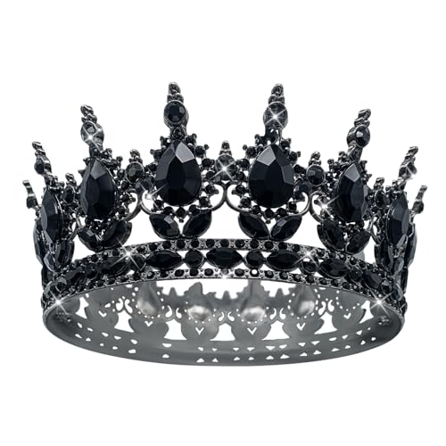 YOUlDIANZI Queen Crown Rhinestone Wedding Crowns and Tiaras for Women Costume Party Hair Accessories Princess Birthday Crown Crystal Bridal Crown (Black Crown) - Image 1