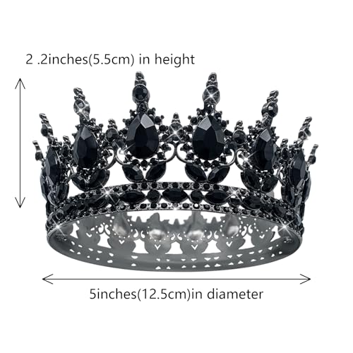 YOUlDIANZI Queen Crown Rhinestone Wedding Crowns and Tiaras for Women Costume Party Hair Accessories Princess Birthday Crown Crystal Bridal Crown (Black Crown) - Image 2