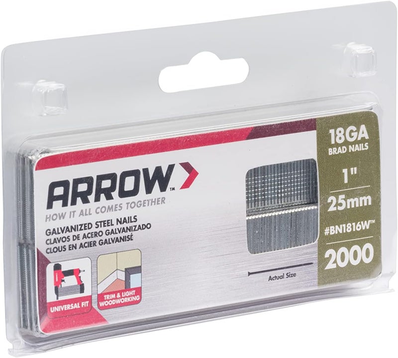 Arrow Fastener Arrow BN1816WCS 18-Gauge Steel Brad Nails for Molding, Cabinets, Framing, Trim, and Finishing, Safe to Use with Electric or Battery Powered Nailers, 1-Inch, 2000 Pack - Image 3