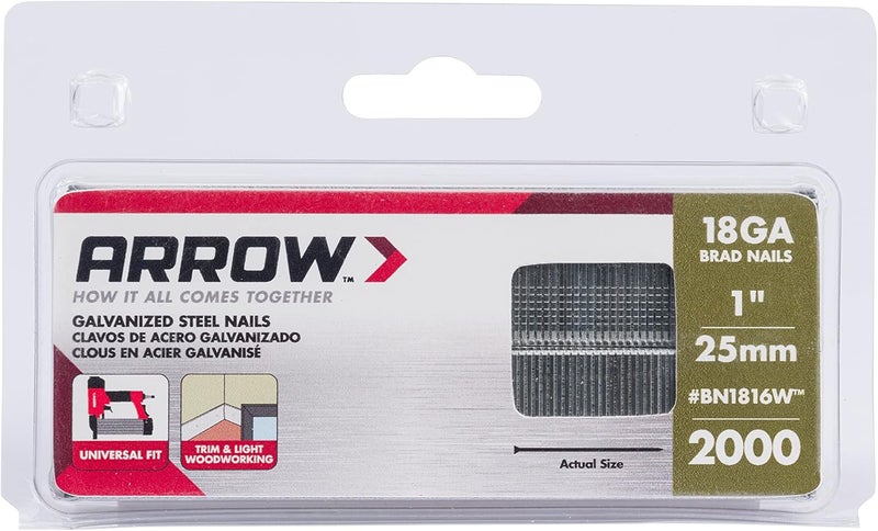 Arrow Fastener Arrow BN1816WCS 18-Gauge Steel Brad Nails for Molding, Cabinets, Framing, Trim, and Finishing, Safe to Use with Electric or Battery Powered Nailers, 1-Inch, 2000 Pack - Image 4