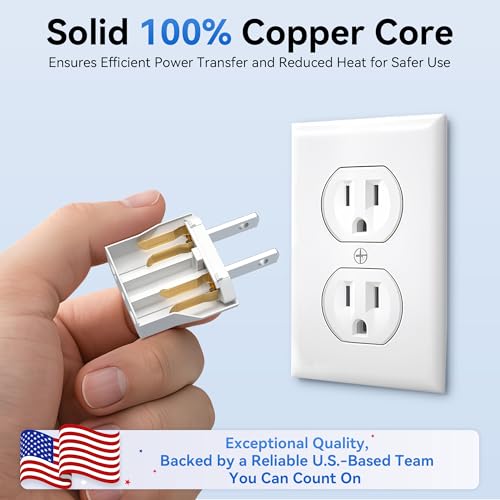 Unidapt Small European to American Outlet Plug Adapter, EU to US Adapter, Universal Input Europe/Asia to USA/Canada Travel Power Plug Adapter, 1-Pack, White - Image 2