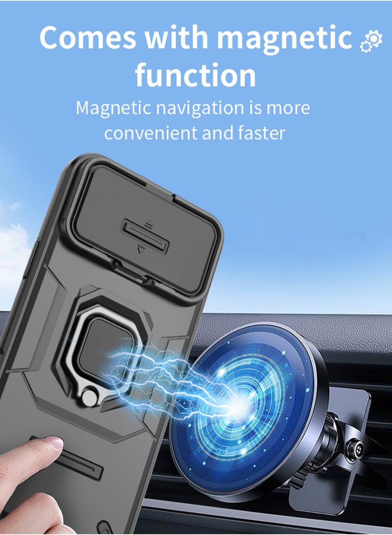 X-level iPhone 17 Pro Max Case Cover with Slide Camera Cover & Ring Holder, Kickstand Shell Back Cover Scratch-Resistant Shock-Absorbing Protector Accessories Kickstand Stand Magnetic Car Ring Holder - Image 2