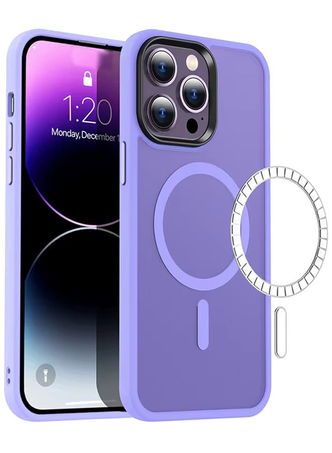 Premium Shockproof MagSafe Case for iPhone 14 Pro Max with raised Camera Frame – Stylish Matte Magnetic Mobile Cover for Men, Women & Youth – Anti-Fingerprint, Camera Protection, Drop Resistant (Lavander) - Image 1