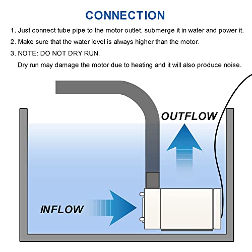 ALAMSCN 4PCS DC 3V 5V Micro Submersible Mini Water Pump for Aquariums Fish Tank Pond Fountain Hydroponics Garden with 2M Flexible Tube Water Pipe - Image 2