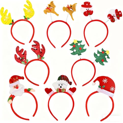LUKBERA 8 PCS Christmas Headbands Christmas Head Toppers Xmas Headwears for Women Men Christmas Costume Accessories Holiday Party Favors - Image 1
