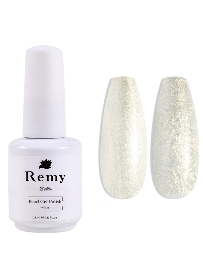 ريمي بيلا ريمي بيل طلاء أظافر جل لؤلؤي 15 مل باللون الأبيض اللامع يُزال بالنقع ويُعالج بضوء UV LED للاستخدام المنزلي - Image 1