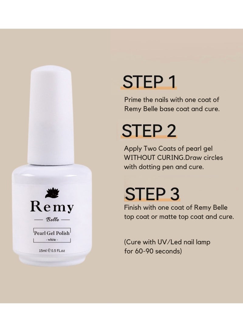 ريمي بيلا ريمي بيل طلاء أظافر جل لؤلؤي 15 مل باللون الأبيض اللامع يُزال بالنقع ويُعالج بضوء UV LED للاستخدام المنزلي - Image 4
