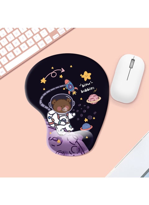 Comfortable Simple Cartoon Series Silicone Wrist Rest Mouse Pad Office Gaming Anti-slip Desk Mat Wrist Support Hand Rest Pad-Color:Color Map Opp Packaging-Pattern:MH028-8-Astronaut Bear And Rocket