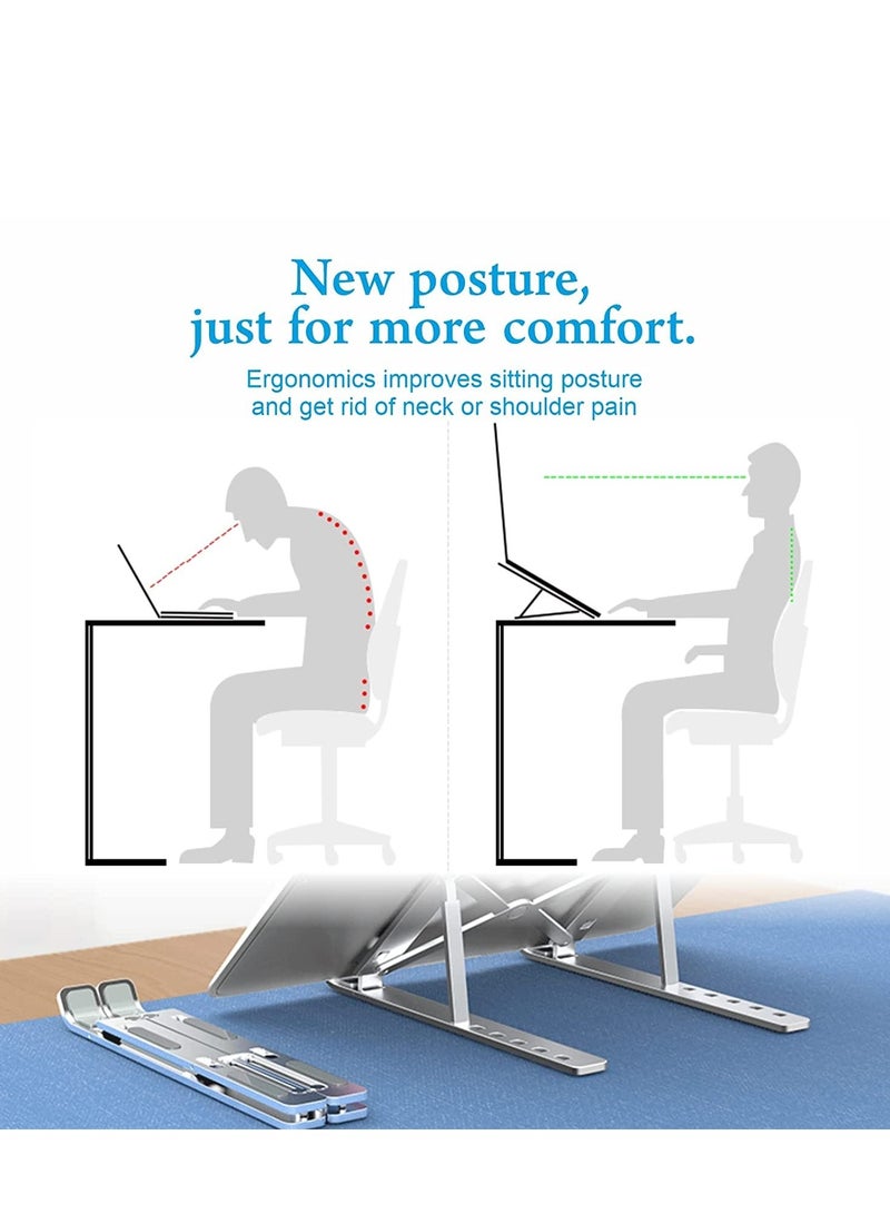 ELTRAZONE Laptop Tabletop Stand, Fold-Up, Adjustable, Ventilated for Desk, Aluminum Foldable Laptop Ergonomic Compatibility with up to 15.6-inch Laptop, All Mac, Tab, and Mobile - Image 5