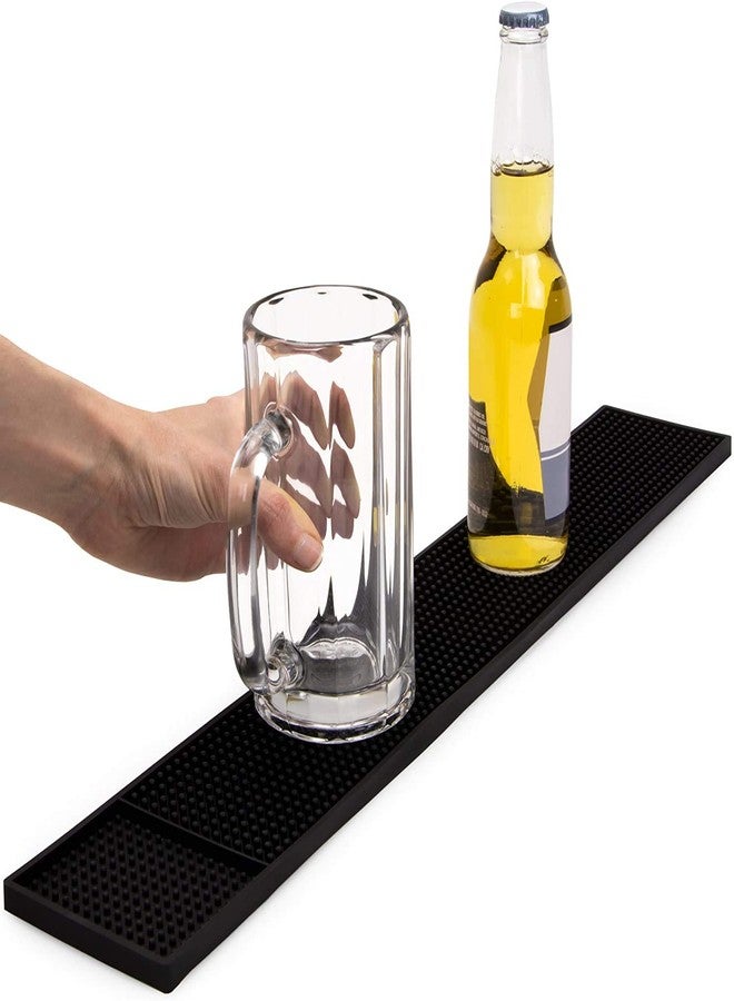 Fuzion Rubber Bar Strip Top Spill Mat (1) - 24" x 4" Heavy Duty Non-Slip Professional Accessory - Essential for Cocktail Drink Mixing, Industrial & Home Kitchen, Black - Image 2