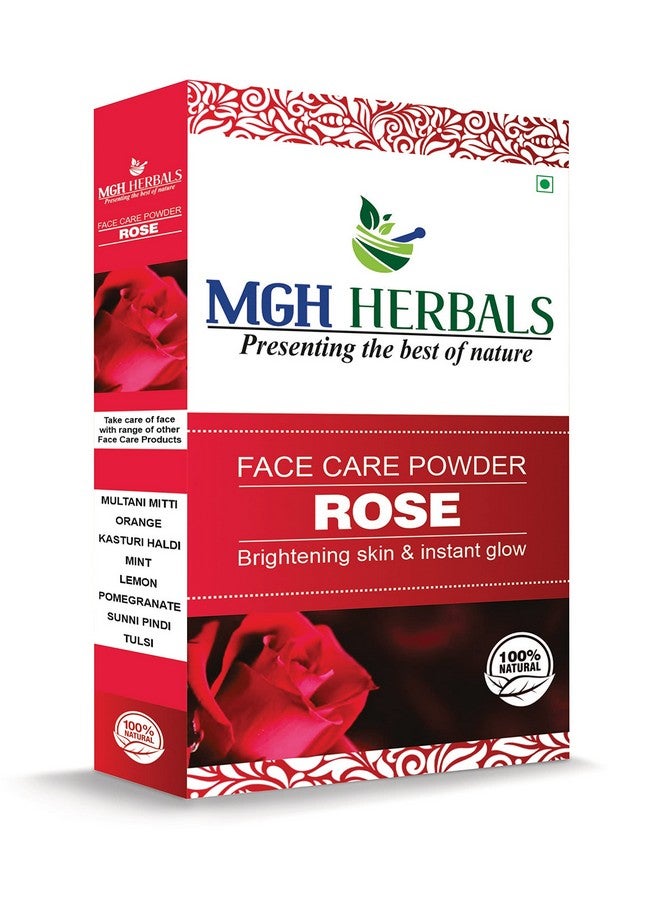 MGH Herbals Organic Rose Petal Powder 100G Rosa Indica For Facial & Skin Care 100% Pure & Natural Rose Powder For Tanning & Glowing Skin  - Image 1