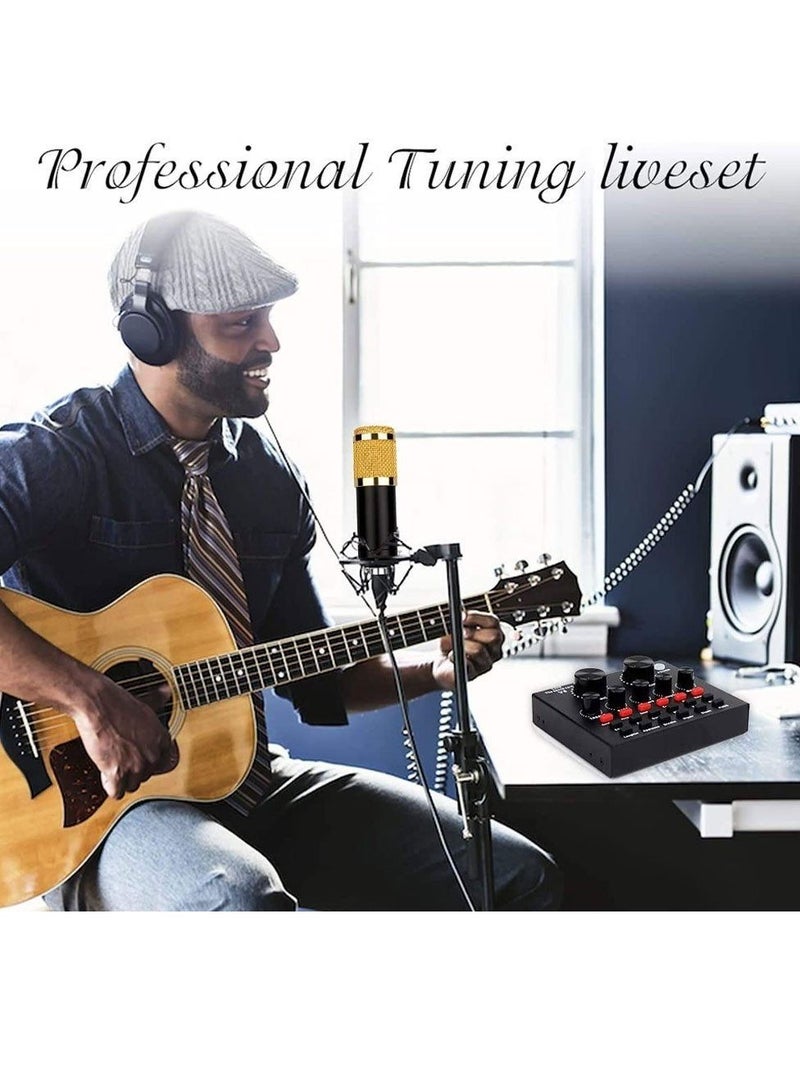 Microphone,Live Sound Card & BM800 Suspension Microphone Kit Broadcasting Recording Condenser Microphone Set Intelligent Volume Audio Mixer Sound Card for Computer PC Live Sound - Image 3