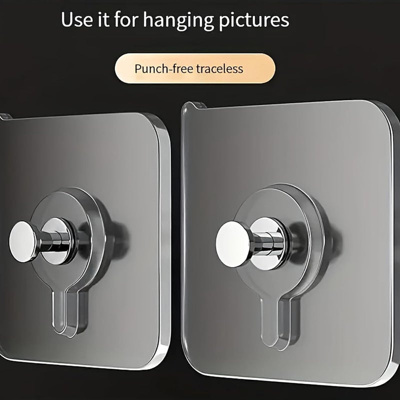 Heiter Adhesive Hooks Heavy Duty Wall Hooks Nail Hook for Hanging Coat HatTowel Robe Hook Rack Wall Mount Bathroom and Bedroom Hooks for Wall Without Drilling Nail Hook Trasparent 10 Pack - Image 3