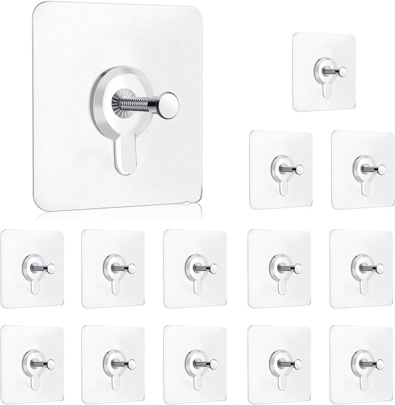 Heiter Adhesive Hooks Heavy Duty Wall Hooks Nail Hook for Hanging Coat HatTowel Robe Hook Rack Wall Mount Bathroom and Bedroom Hooks for Wall Without Drilling Nail Hook Trasparent 10 Pack - Image 1