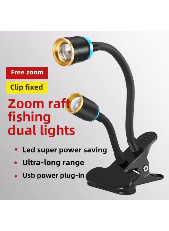 Fishing Lights Bridge Raft Night Fishing Lights Blue Light Raft Fishing Rod Light Zoom Fishing Lights Bait Lights Fishing Supplies-Color:【Raft Fishing Rack】 Focusing (blue Light White Light) - Image 2