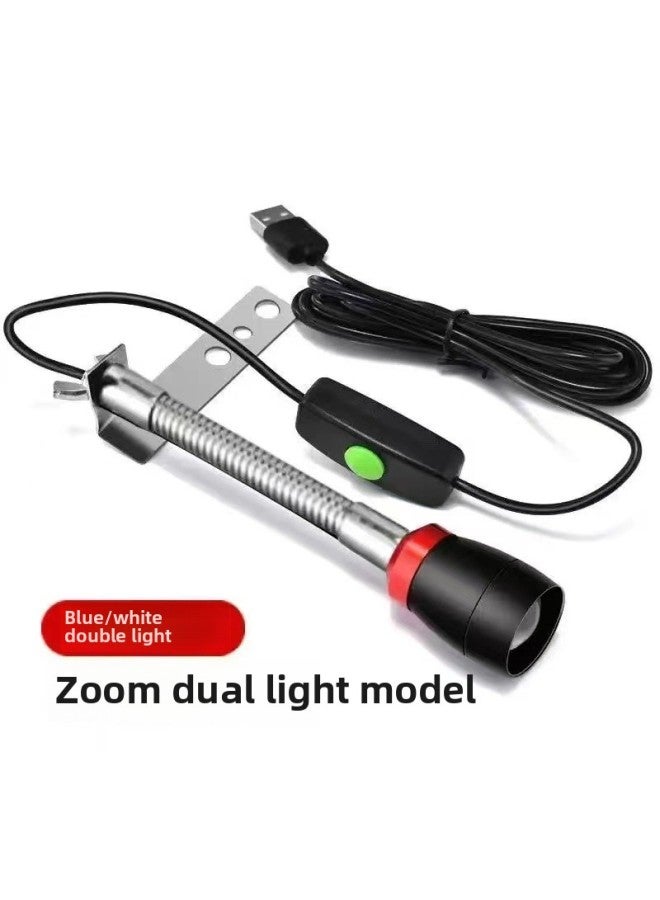 Fishing Lights Bridge Raft Night Fishing Lights Blue Light Raft Fishing Rod Light Zoom Fishing Lights Bait Lights Fishing Supplies-Color:【Raft Fishing Rack】 Focusing (blue Light White Light) - Image 1