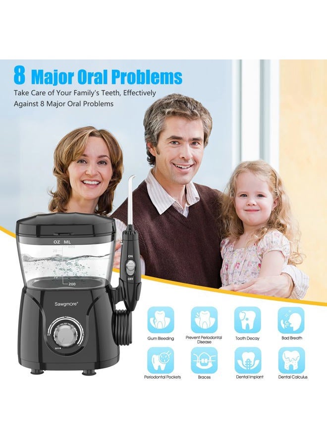 Sawgmore Water Flosser Oral Irrigator, 600 ml Dental Water Tooth Cleaner, 10 Adjustable Pressures, Electric Flosser for Teeth/Braces, 8 Home Jets Professional Water Flosser Oral Irrigator (Black) - Image 2