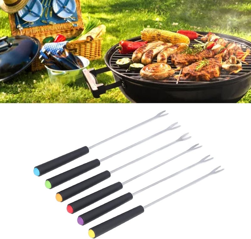 Chazcool 6PCS Stainless Steel Fondue Forks, Fondue Sticks, Smore Sticks with Heatproof Handle for Chocolate Fountain Cheese Roast Marshmallows Dessert Fruits - Image 3