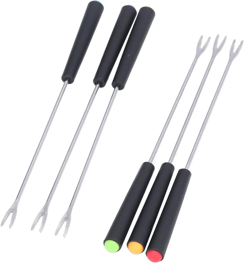 Chazcool 6PCS Stainless Steel Fondue Forks, Fondue Sticks, Smore Sticks with Heatproof Handle for Chocolate Fountain Cheese Roast Marshmallows Dessert Fruits - Image 1