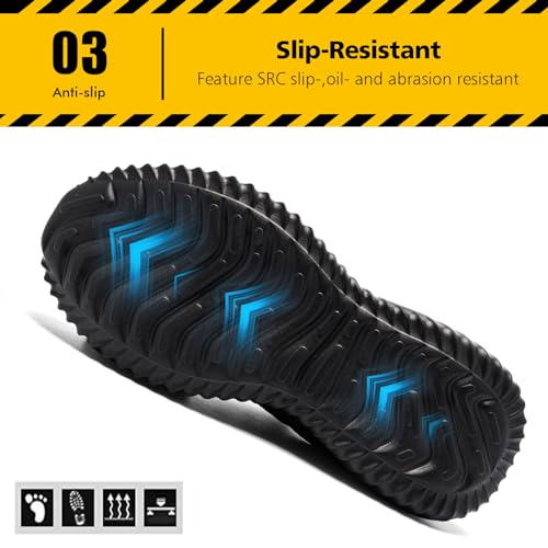 Tinefiy Steel Toe Shoes for Women Lightweight Comfortable Slip Resistant Safety Work Sneakers Cushion Puncture Proof Shoes Indestructible Shoe Size 10.5 - Image 4