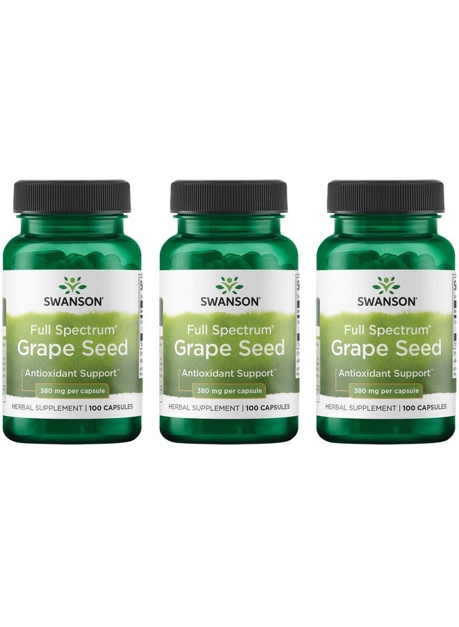 Swanson Grape Seed Heart Antioxidant Free Radicals Healthy Blood Pressure Support Polyphenols OPCS Herbal Supplement 380 mg 100 Capsules (3 Pack)
