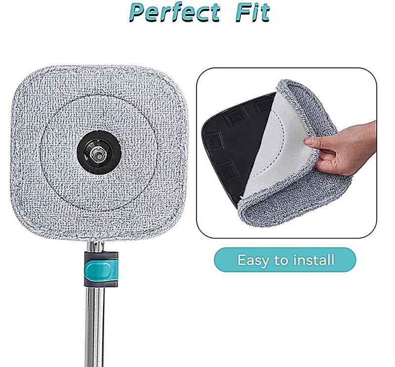 Rymel Mop Replacement 4pcs Washable Microfiber Square Mop Pads, Washable and Reusable Microfiber Mop Heads Cloth Pads for Cleaning Wood Glass Ceramic Floors - Image 4