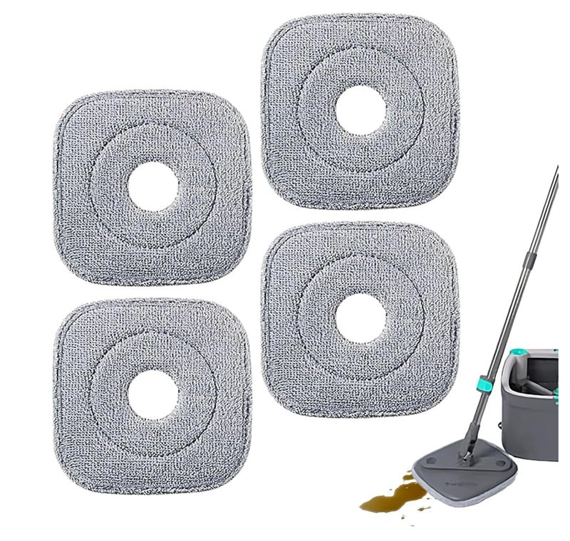 Rymel Mop Replacement 4pcs Washable Microfiber Square Mop Pads, Washable and Reusable Microfiber Mop Heads Cloth Pads for Cleaning Wood Glass Ceramic Floors - Image 1