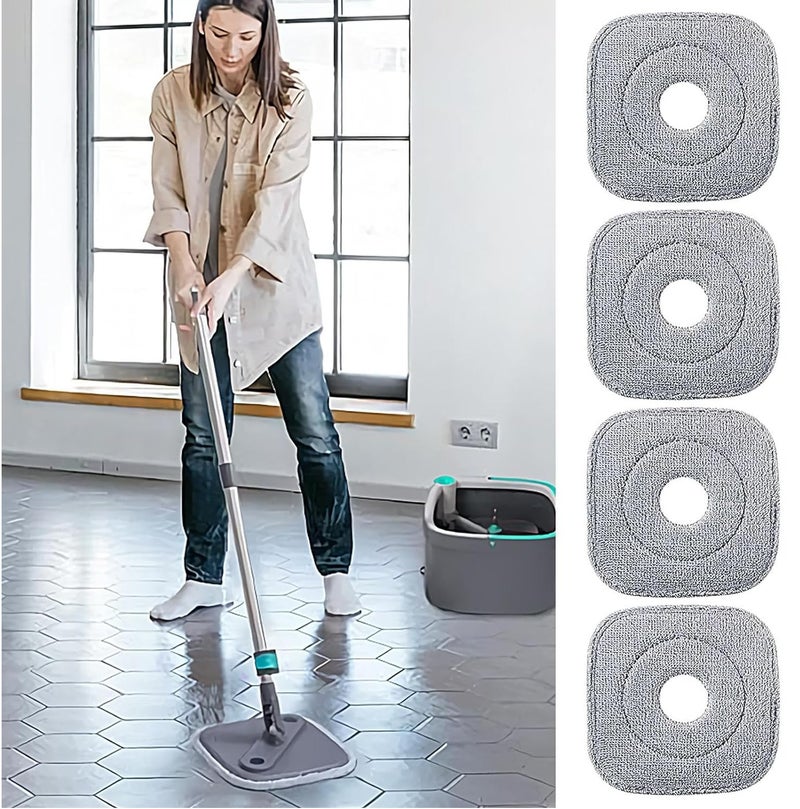 Rymel Mop Replacement 4pcs Washable Microfiber Square Mop Pads, Washable and Reusable Microfiber Mop Heads Cloth Pads for Cleaning Wood Glass Ceramic Floors - Image 5