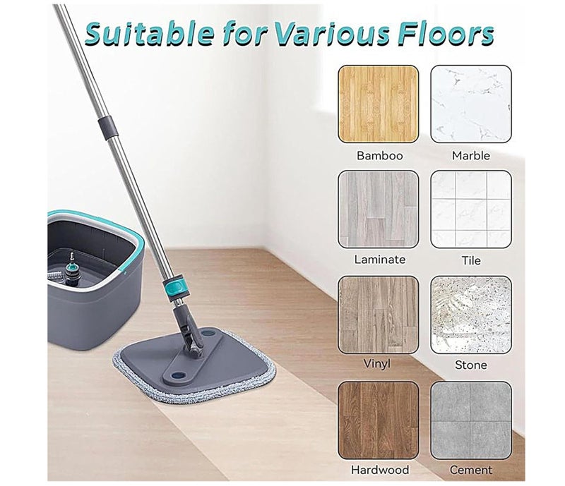 Rymel Mop Replacement 4pcs Washable Microfiber Square Mop Pads, Washable and Reusable Microfiber Mop Heads Cloth Pads for Cleaning Wood Glass Ceramic Floors - Image 2