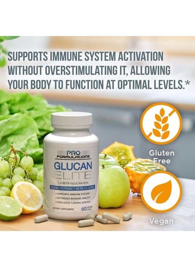 Pro Formulations MD - Glucan Elite – 85% Beta 1,3D Glucan 500mg - 60 vcaps - Ultra-Potency Beta Glucan – Highest Bioavailability with BGF-Immune - Superior Immune System Support - Image 1
