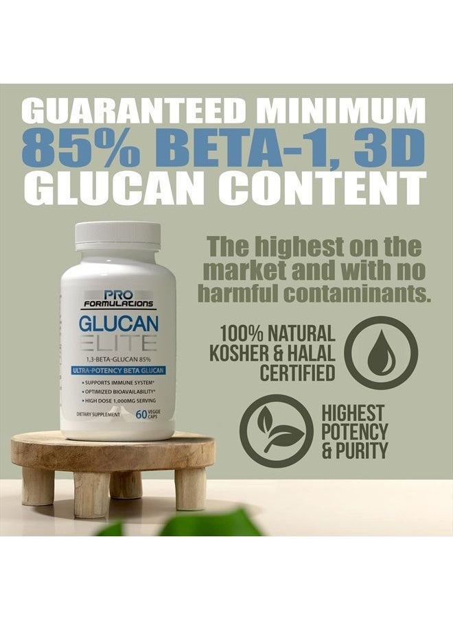 Pro Formulations MD - Glucan Elite – 85% Beta 1,3D Glucan 500mg - 60 vcaps - Ultra-Potency Beta Glucan – Highest Bioavailability with BGF-Immune - Superior Immune System Support - Image 1