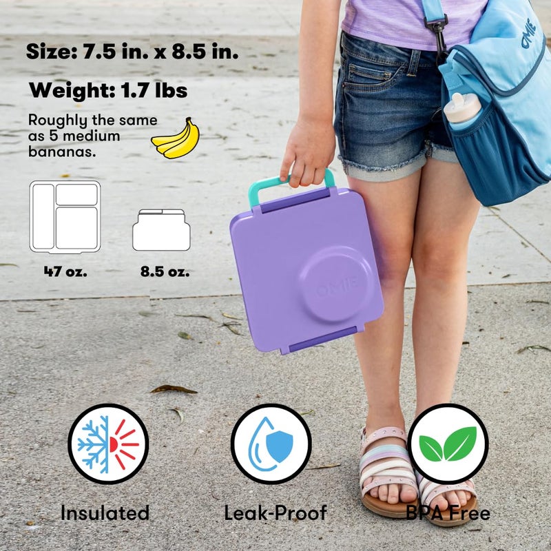 أومي Omie Omiebox Bento Lunch Box مع تسرب Proof Thermos Food Jar-3 مقصورتين درجات حرارة أحدان (البرقوق الأرجواني) - Image 5