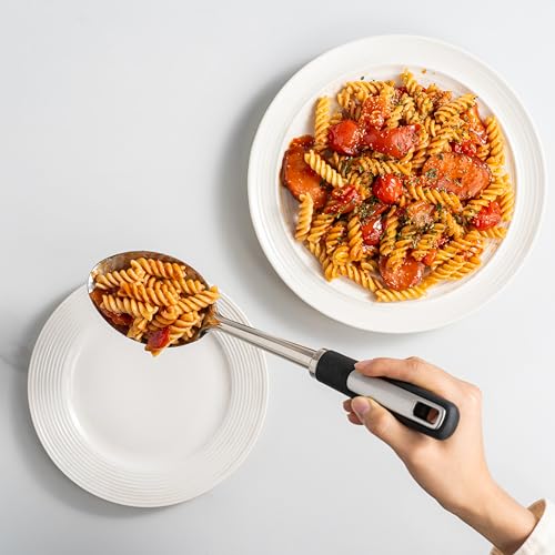 HAPPY KIT Stainless Steel Cooking Spoons Set, Large Serving Spoons Stainless Steel with Soup Ladle, Solid Spoon & Slotted Spoon, 3-Piece Thickened Metal Cooking Spoon for Kitchen Serving & Cooking - Image 4